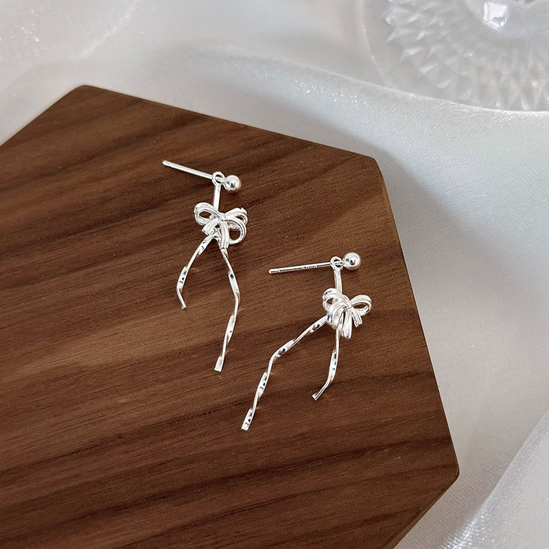 1 Par Elegante Nudo De Lazo Cobre Pendientes De Gota display picture 10