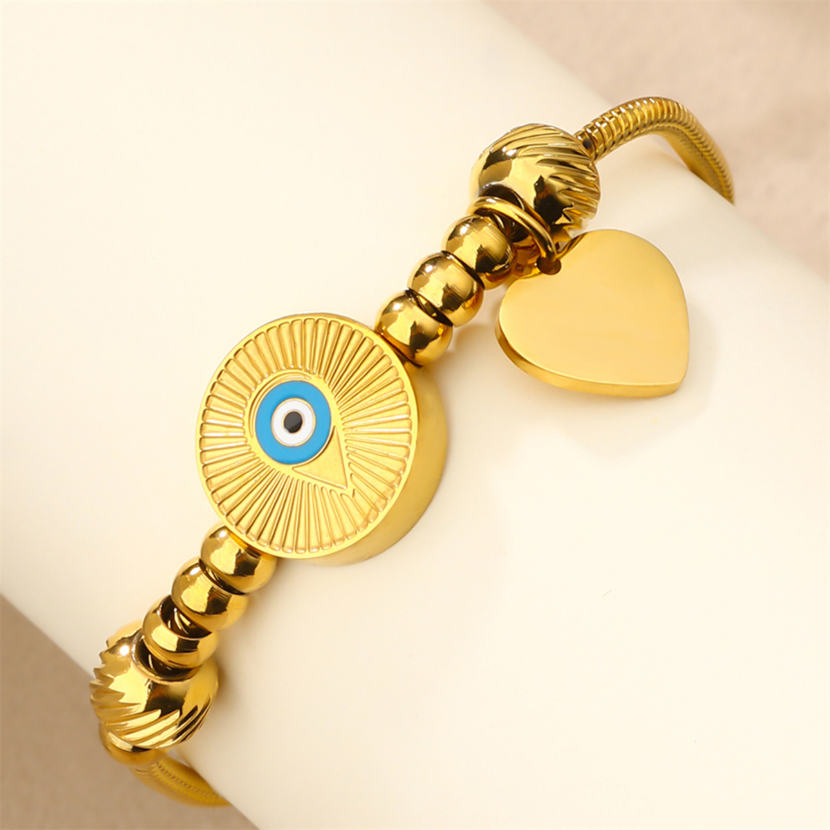 304 Stainless Steel 18K Gold Plated Casual Plating Inlay Sun Heart Shape Butterfly Turquoise Bracelets display picture 5
