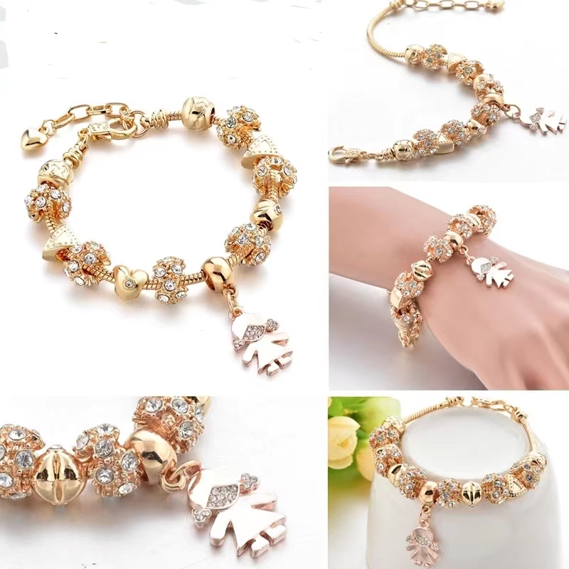 Vintage Style Simple Style Color Block Alloy Plating Inlay Rhinestones Zircon Gold Plated Women's Bracelets display picture 13