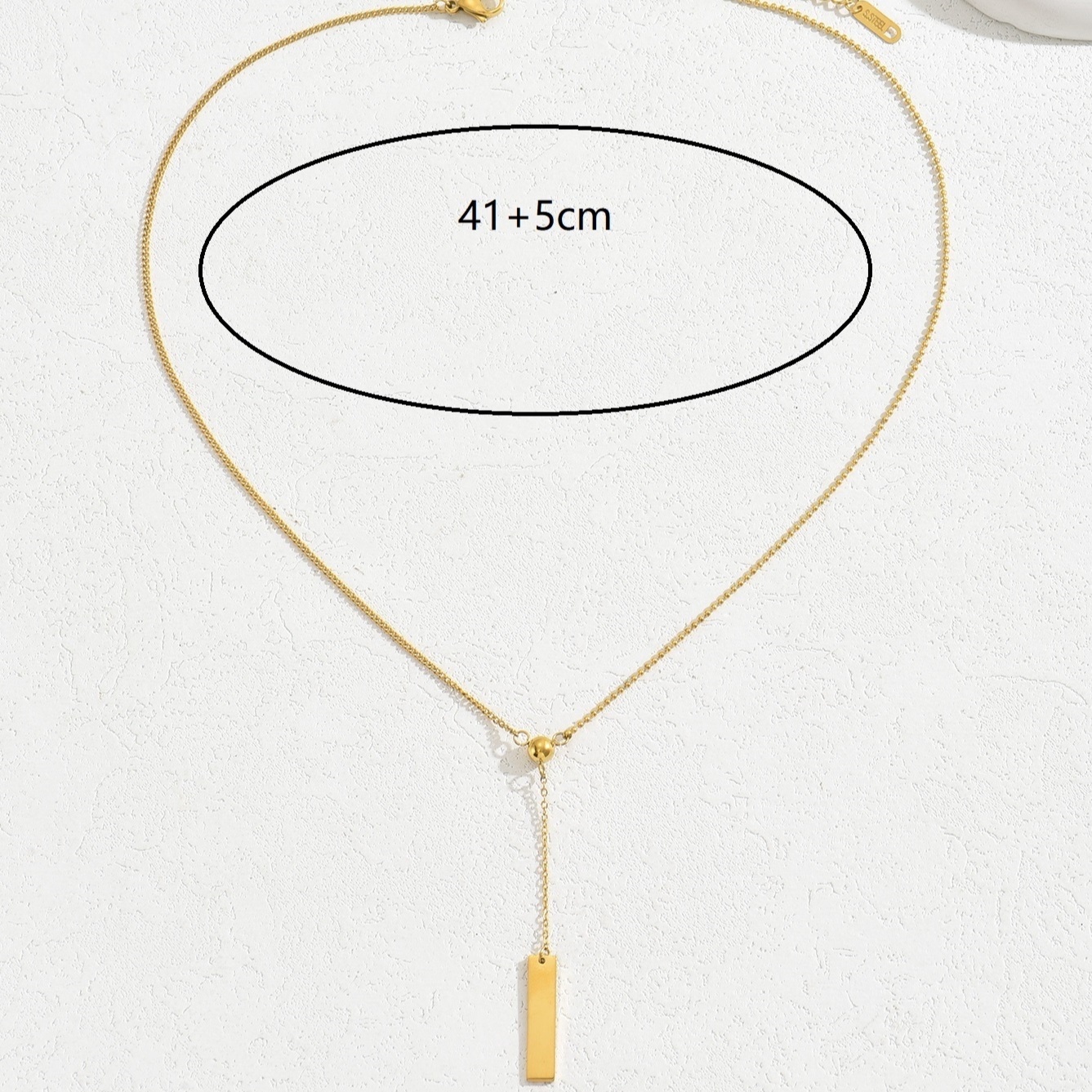 304 Stainless Steel 18K Gold Plated Basic Classic Style Commute Solid Color Rectangle Pendant Necklace display picture 2