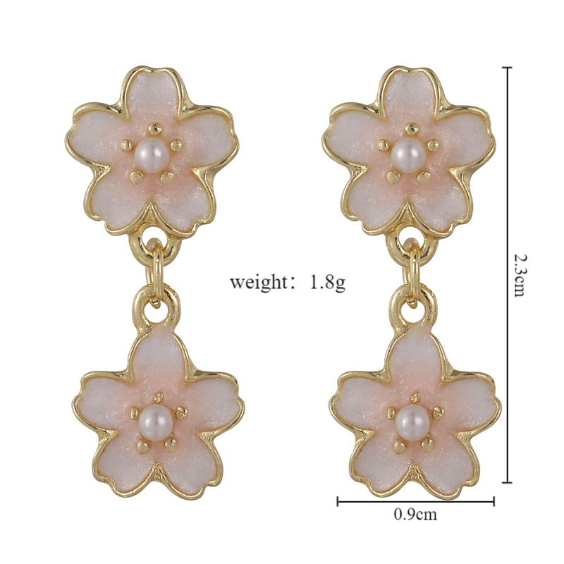 1 Pair Sweet Simple Style Flower Inlay Alloy Alloy Pearl Drop Earrings display picture 1