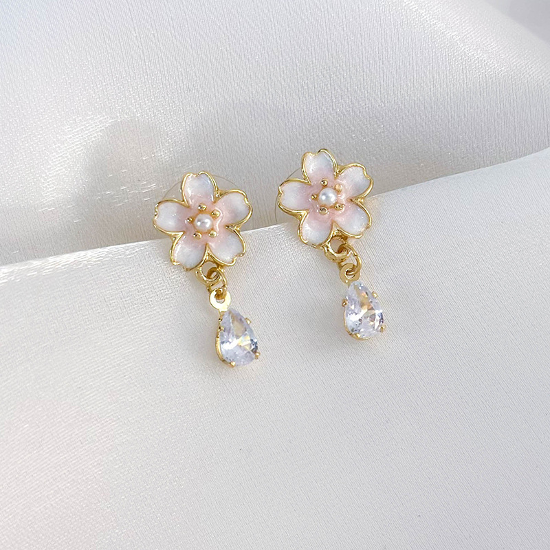 1 Pair Sweet Simple Style Flower Inlay Alloy Alloy Pearl Drop Earrings display picture 16