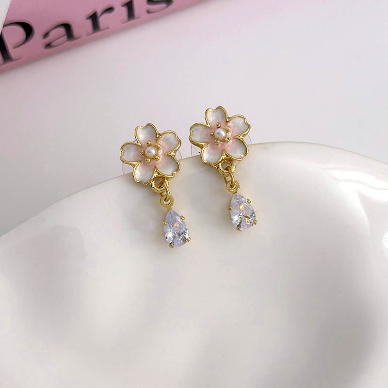 1 Pair Sweet Simple Style Flower Inlay Alloy Alloy Pearl Drop Earrings display picture 17