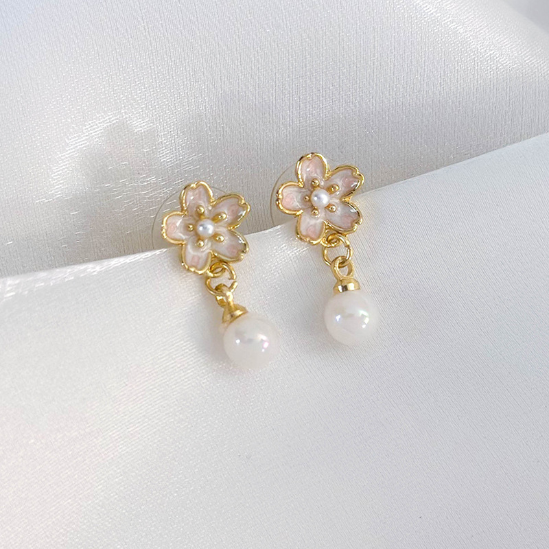 1 Pair Sweet Simple Style Flower Inlay Alloy Alloy Pearl Drop Earrings display picture 19