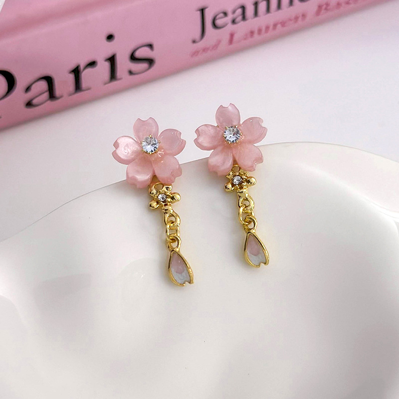 1 Pair Sweet Simple Style Flower Inlay Alloy Alloy Pearl Drop Earrings display picture 21