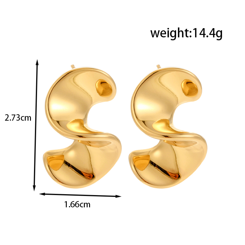 1 Pair Simple Style Classic Style S Shape Water Droplets Plating 304 Stainless Steel 14K Gold Plated Ear Studs display picture 7