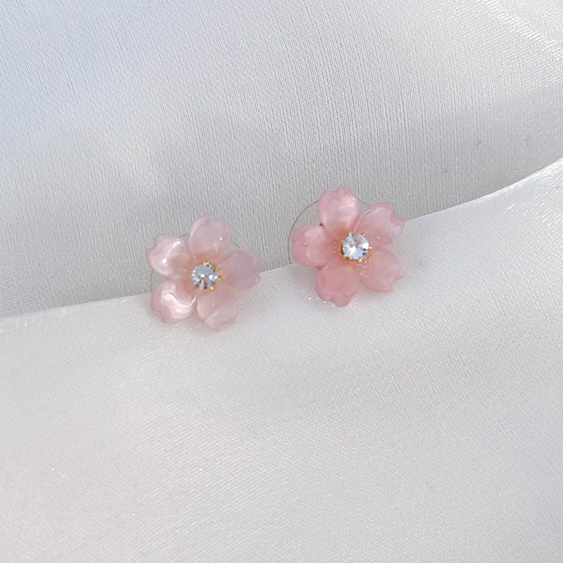 1 Paire Sucré Style Simple Fleur Incruster Alliage Alliage Perle Boucles D'oreilles display picture 13