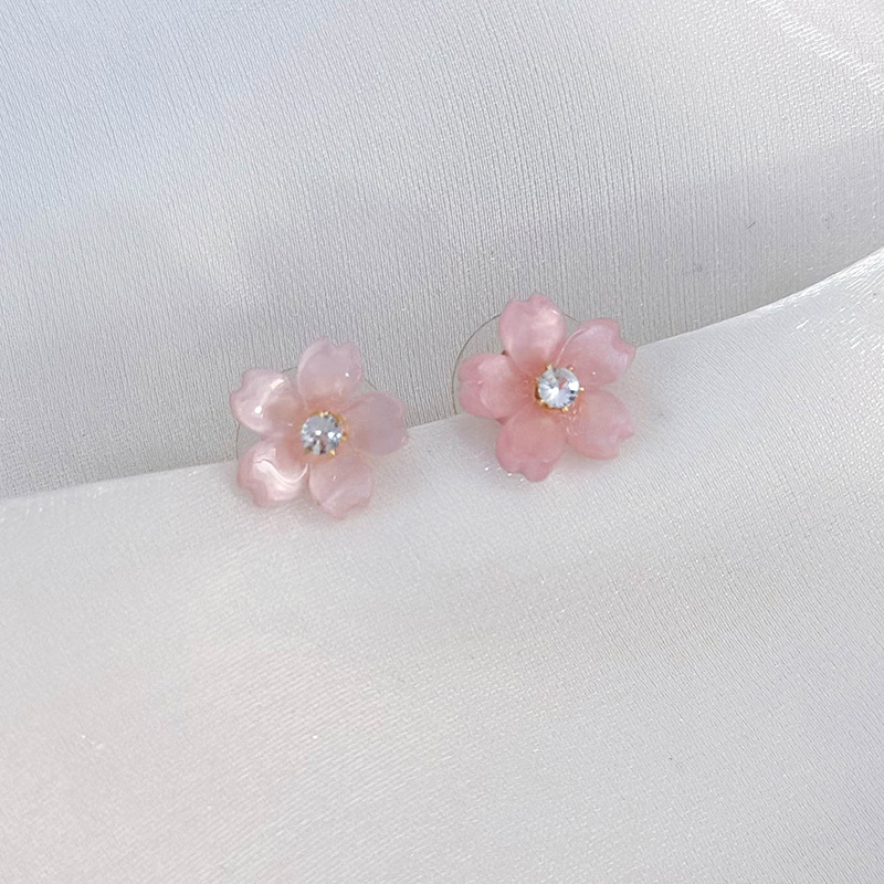 1 Paire Sucré Style Simple Fleur Incruster Alliage Alliage Perle Boucles D'oreilles display picture 2