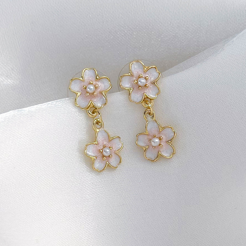 1 Pair Sweet Simple Style Flower Inlay Alloy Alloy Pearl Drop Earrings display picture 15