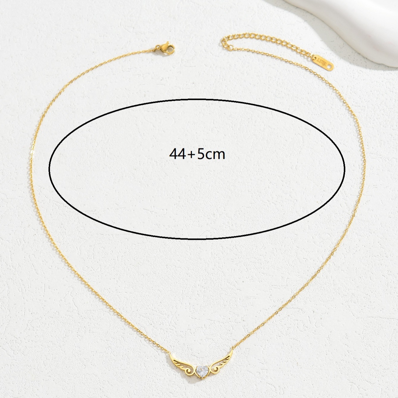304 Stainless Steel 18K Gold Plated IG Style Bohemian Classic Style Inlay Angel Wings Zircon Pendant Necklace display picture 1