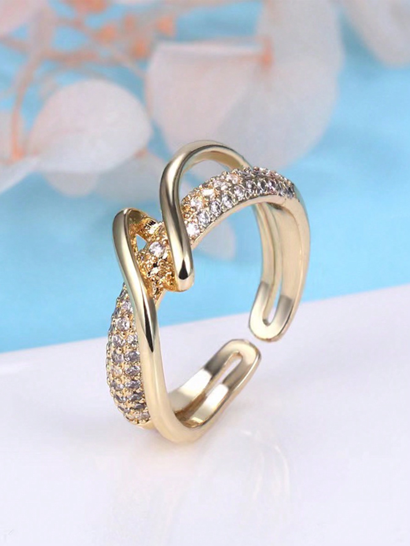 Copper 18K Gold Plated Elegant Luxurious Plating Inlay Geometric Zircon Open Rings display picture 1