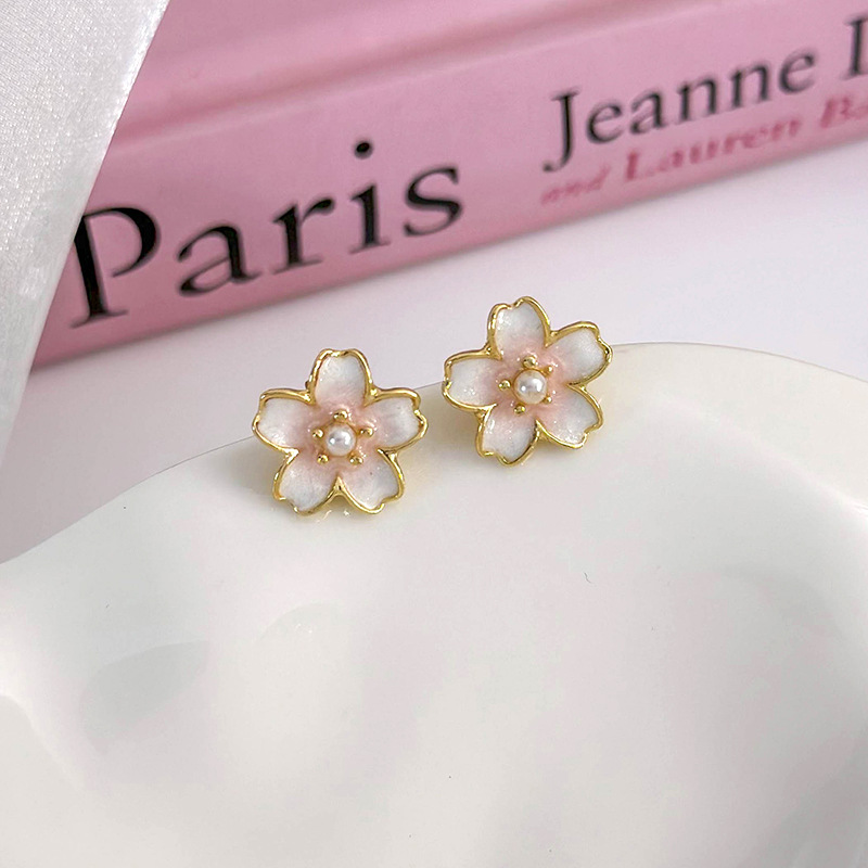 1 Pair Sweet Simple Style Flower Inlay Alloy Alloy Pearl Drop Earrings display picture 27