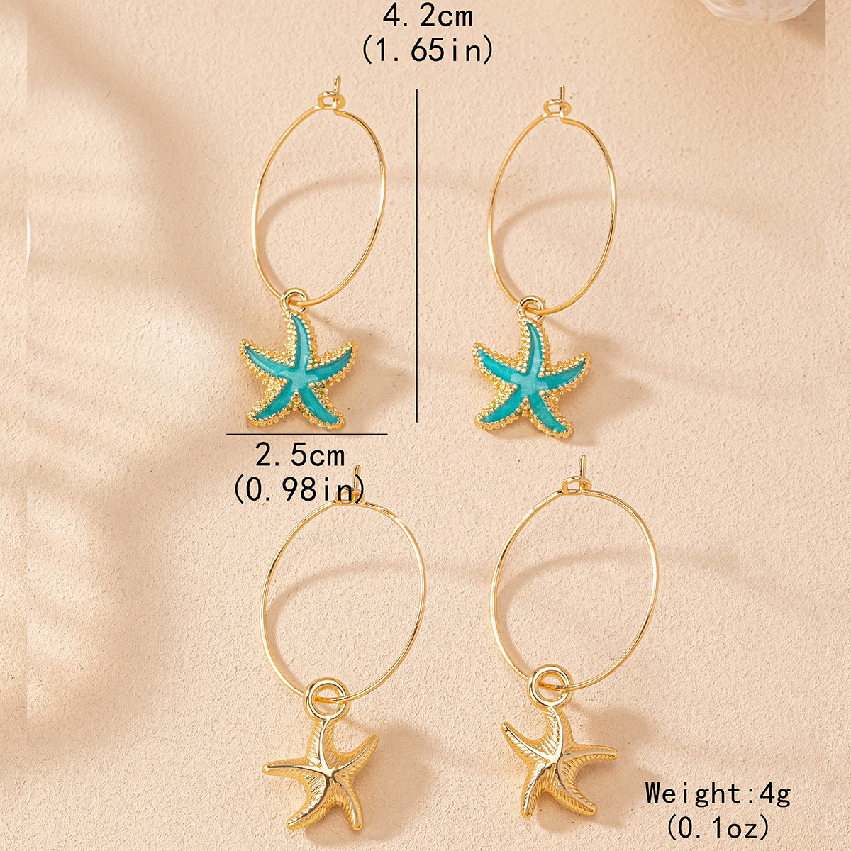 1 Pair Vacation Beach Simple Style Starfish Alloy Drop Earrings display picture 4