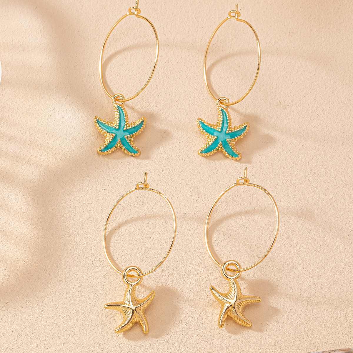 1 Pair Vacation Beach Simple Style Starfish Alloy Drop Earrings display picture 1