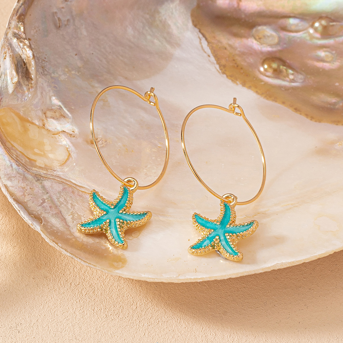 1 Pair Vacation Beach Simple Style Starfish Alloy Drop Earrings display picture 5