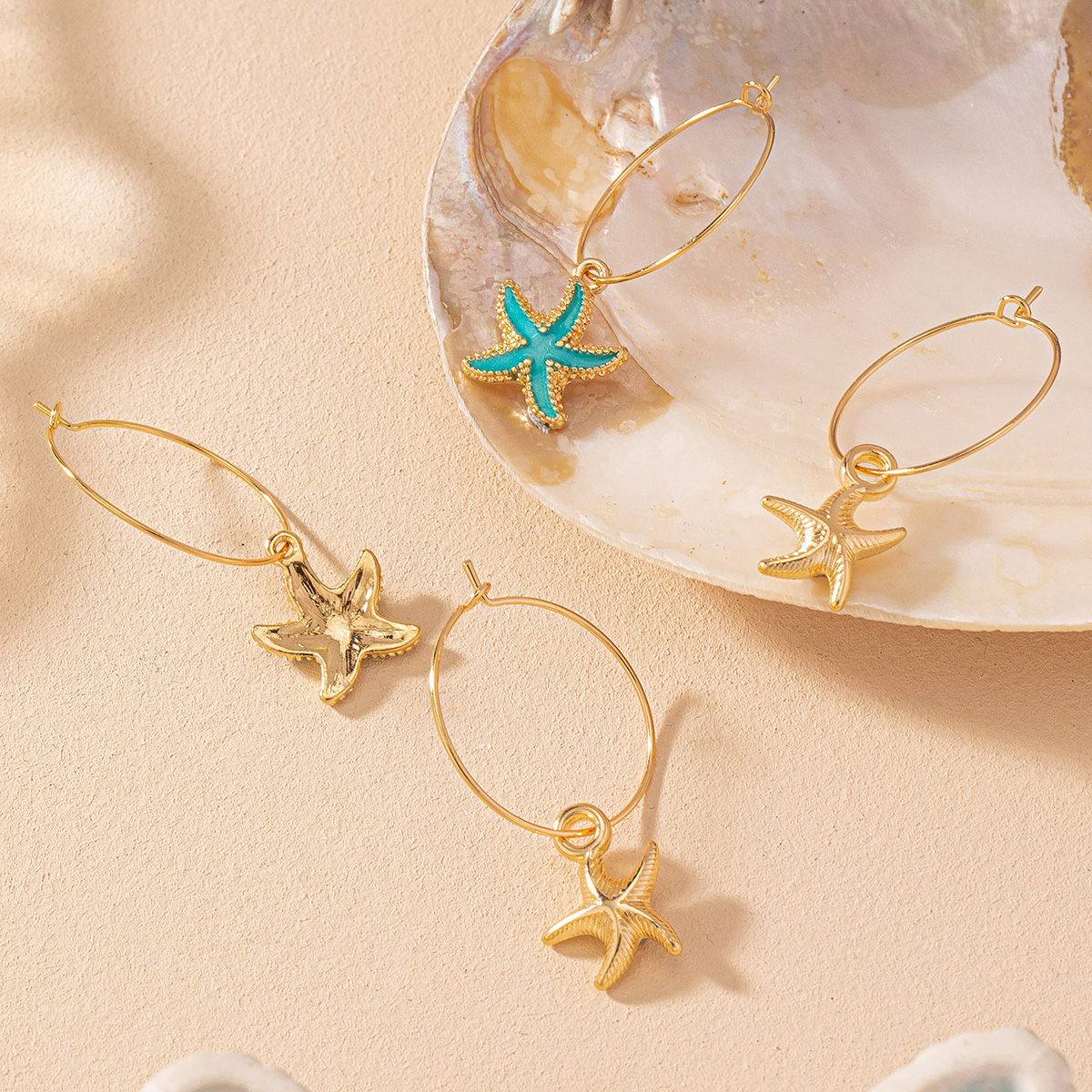 1 Pair Vacation Beach Simple Style Starfish Alloy Drop Earrings display picture 2