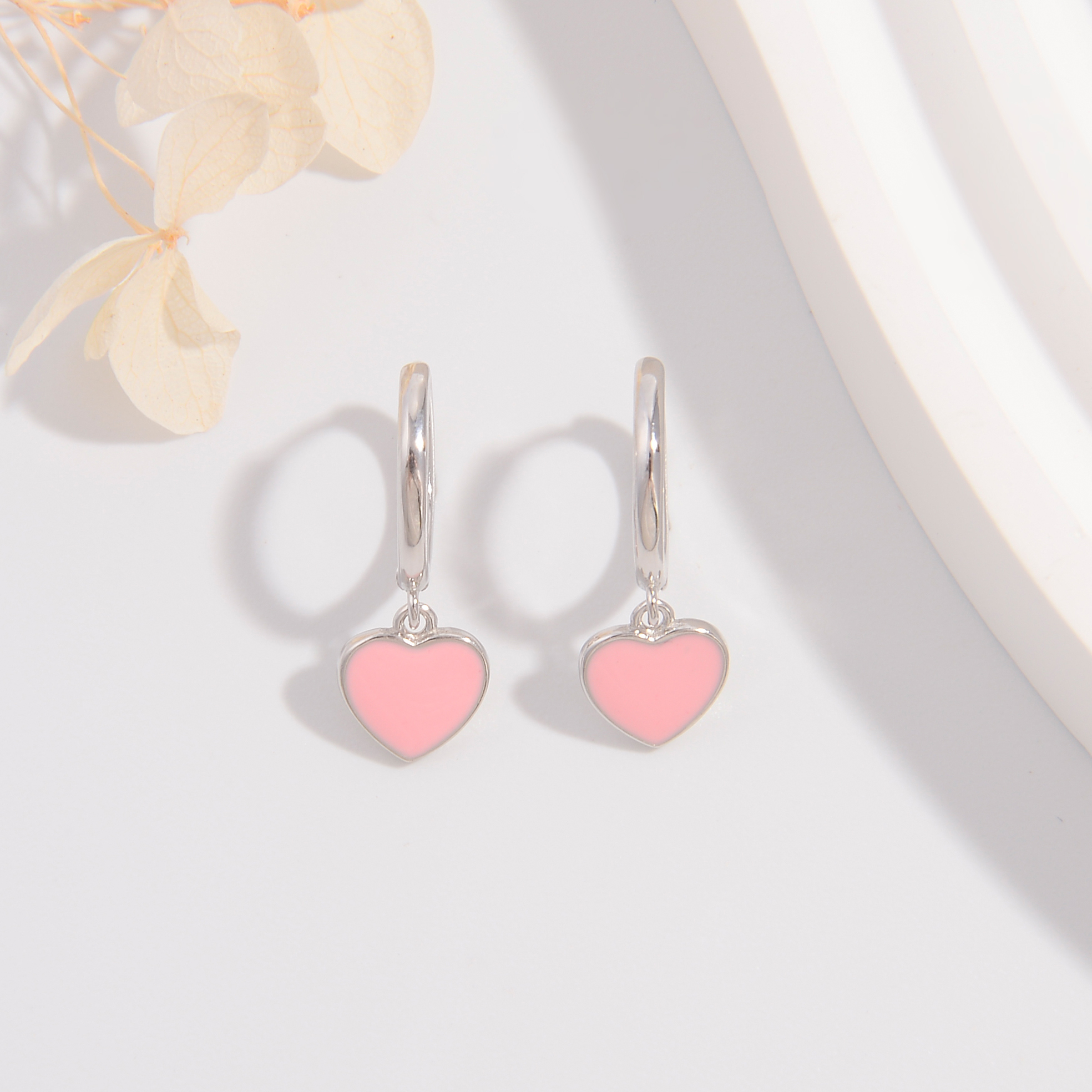 1 Pair Cute Lady Sweet Heart Shape Plating Sterling Silver White Gold Plated Drop Earrings display picture 2