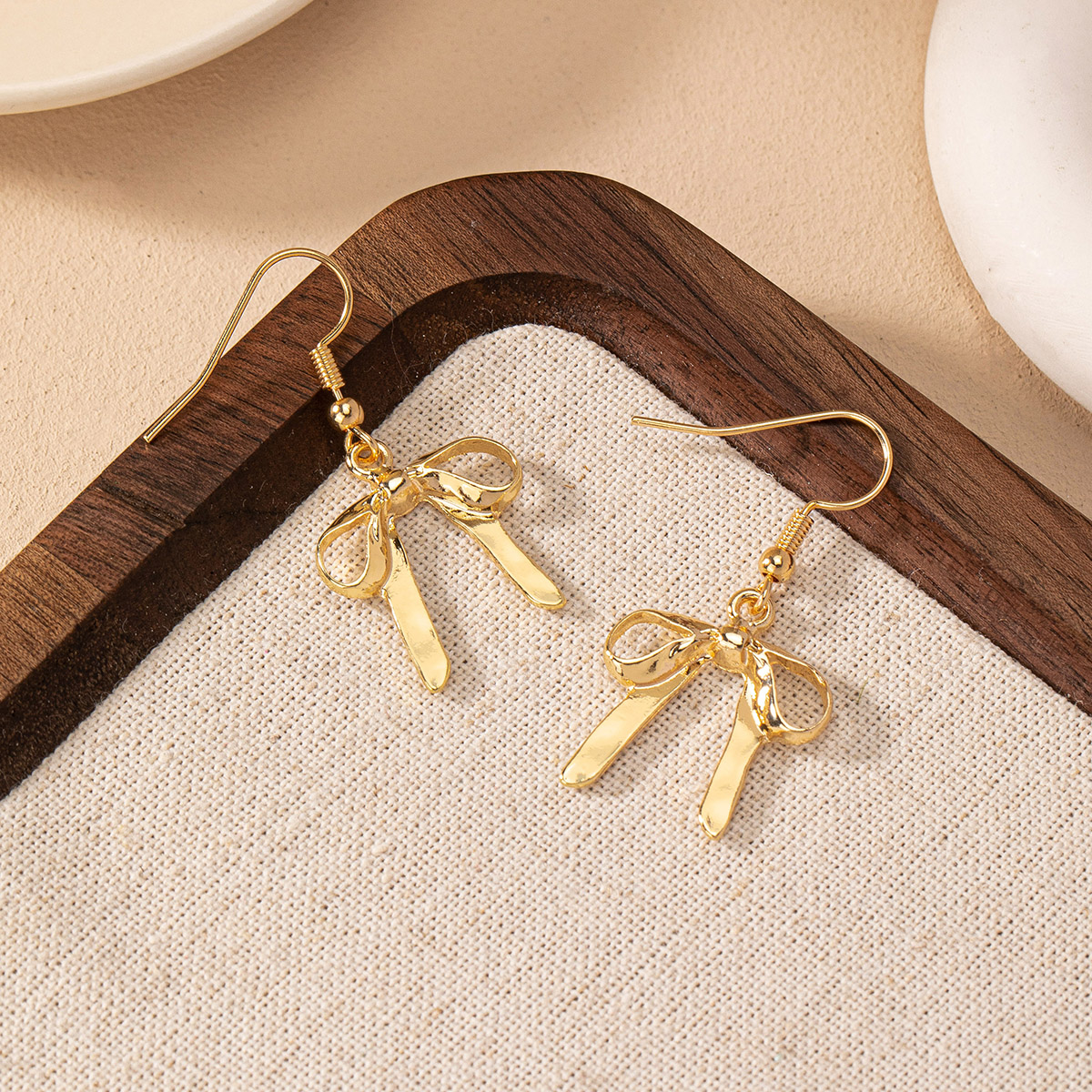 1 Pair Preppy Style Simple Style Bow Knot Iron Zinc Alloy Drop Earrings display picture 5