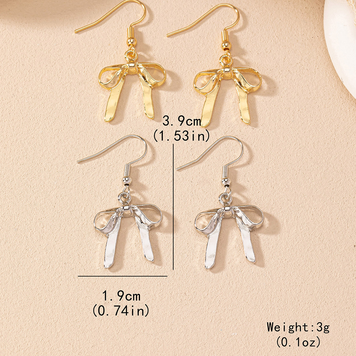 1 Pair Preppy Style Simple Style Bow Knot Iron Zinc Alloy Drop Earrings display picture 3