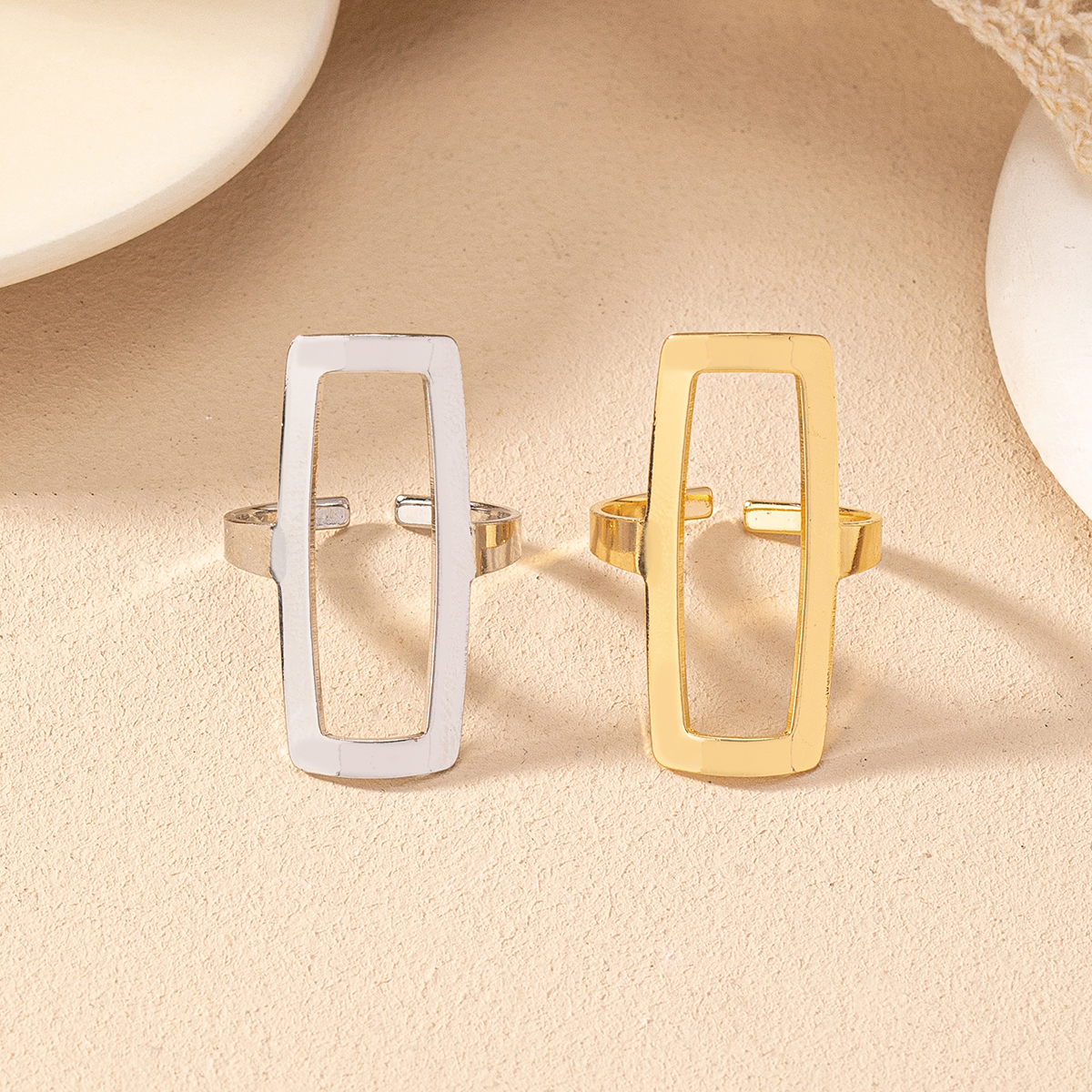 Basic Modern Style Classic Style Geometric Rectangle Iron Women's Open Rings display picture 4