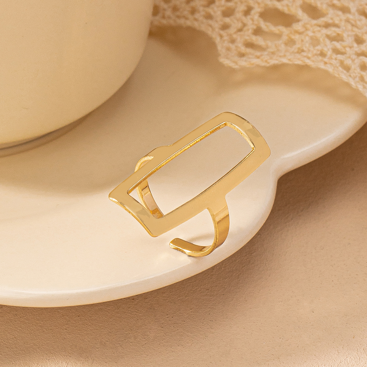 Basic Modern Style Classic Style Geometric Rectangle Iron Women's Open Rings display picture 3