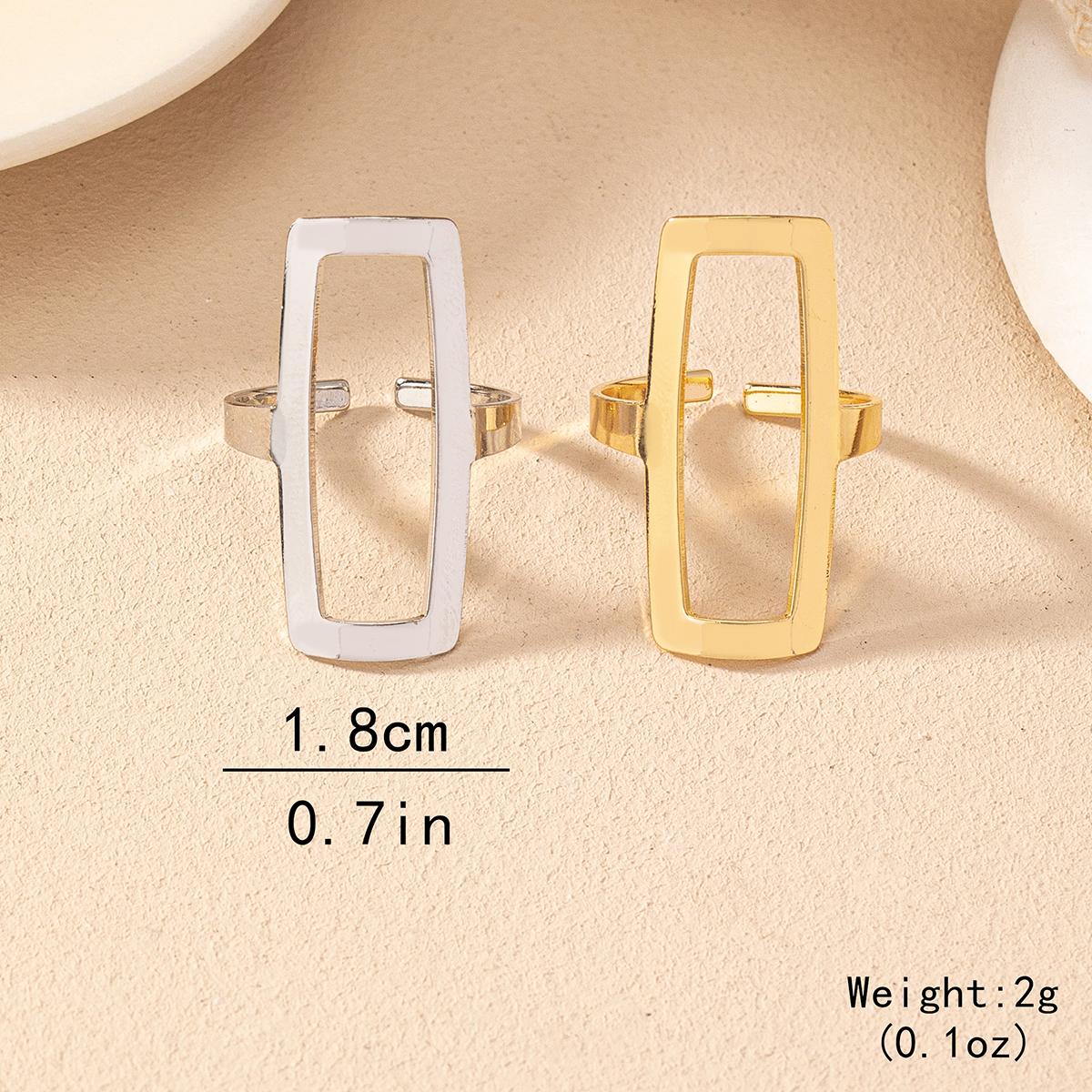 Basic Modern Style Classic Style Geometric Rectangle Iron Women's Open Rings display picture 5