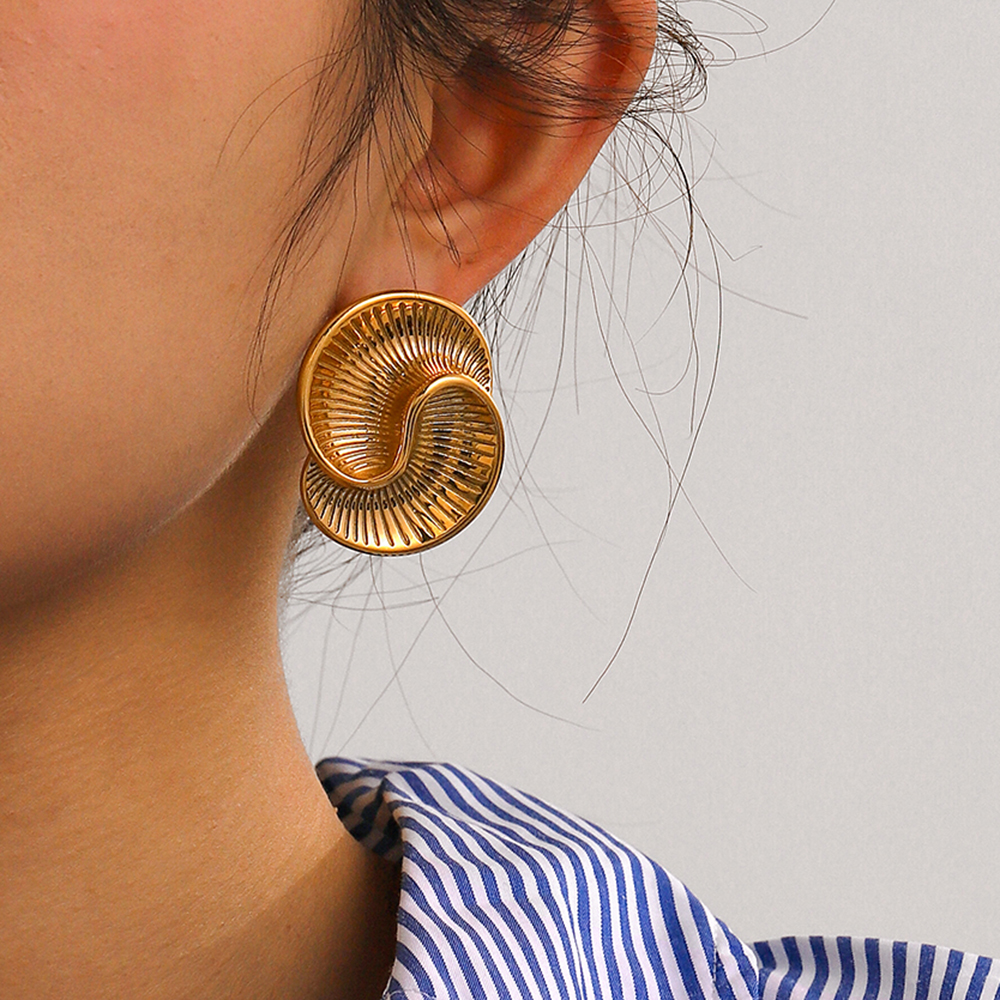1 Pair Simple Style Classic Style Spiral Plating 316 Stainless Steel  18K Gold Plated Ear Studs display picture 2