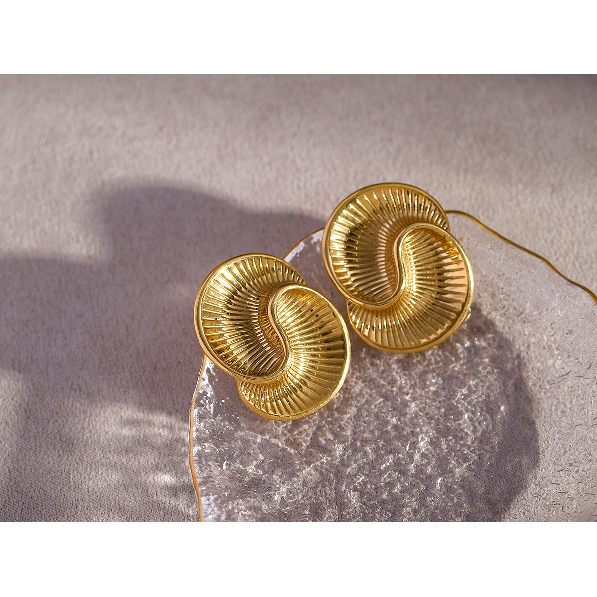 1 Pair Simple Style Classic Style Spiral Plating 316 Stainless Steel  18K Gold Plated Ear Studs display picture 3