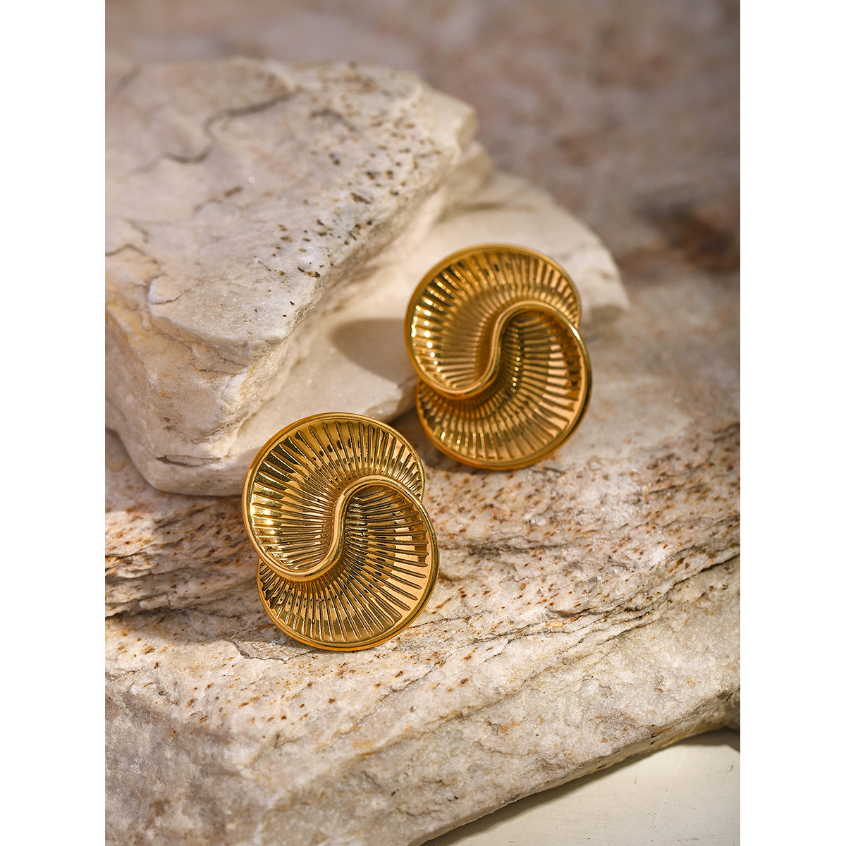 1 Pair Simple Style Classic Style Spiral Plating 316 Stainless Steel  18K Gold Plated Ear Studs display picture 10