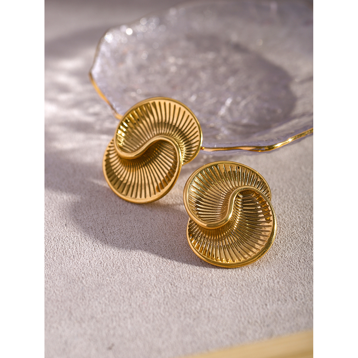 1 Pair Simple Style Classic Style Spiral Plating 316 Stainless Steel  18K Gold Plated Ear Studs display picture 9