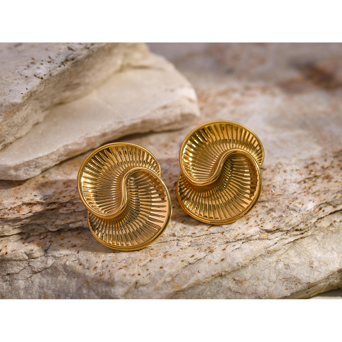 1 Pair Simple Style Classic Style Spiral Plating 316 Stainless Steel  18K Gold Plated Ear Studs display picture 14