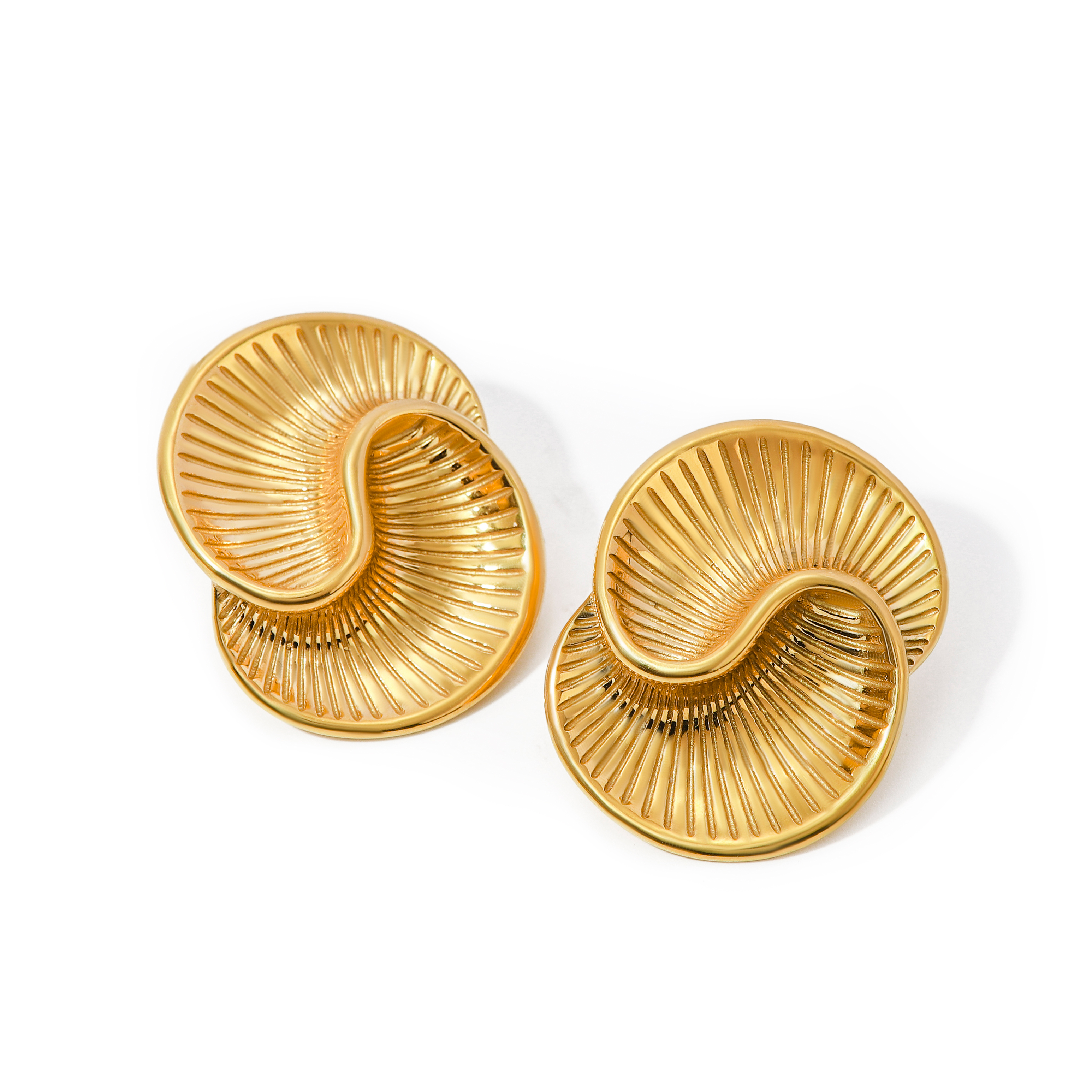 1 Paire Style Simple Style Classique Spirale Placage Acier Inoxydable 316 Plaqué Or 18K Boucles D'Oreilles display picture 13