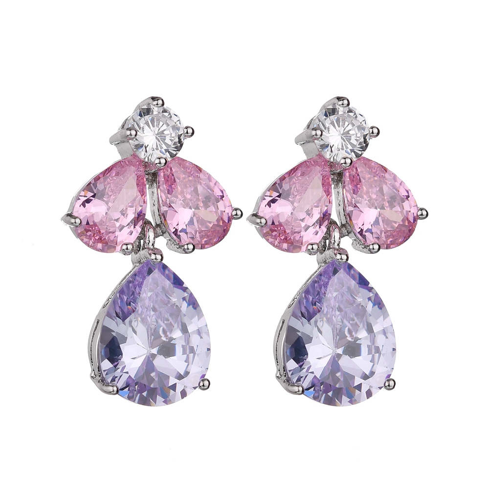 1 Pair IG Style Elegant Modern Style Water Droplets Inlay Brass Artificial Crystal Zircon Drop Earrings display picture 6