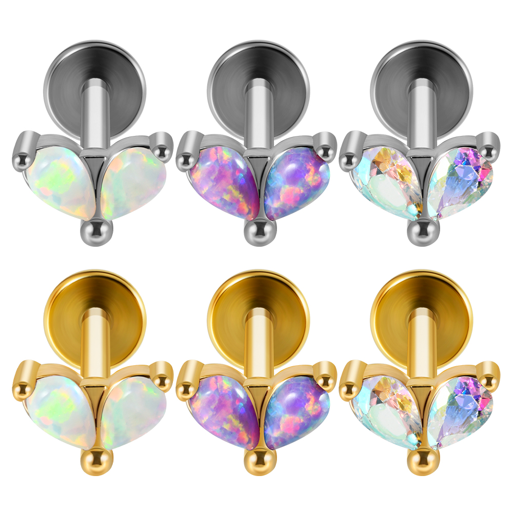 1 Piece Ear Cartilage Rings & Studs French Style Simple Style Geometric 304 Stainless Steel Copper Inlay Gem Zircon 18K Gold Plated Lip Rings Ear Cartilage Rings & Studs display picture 7