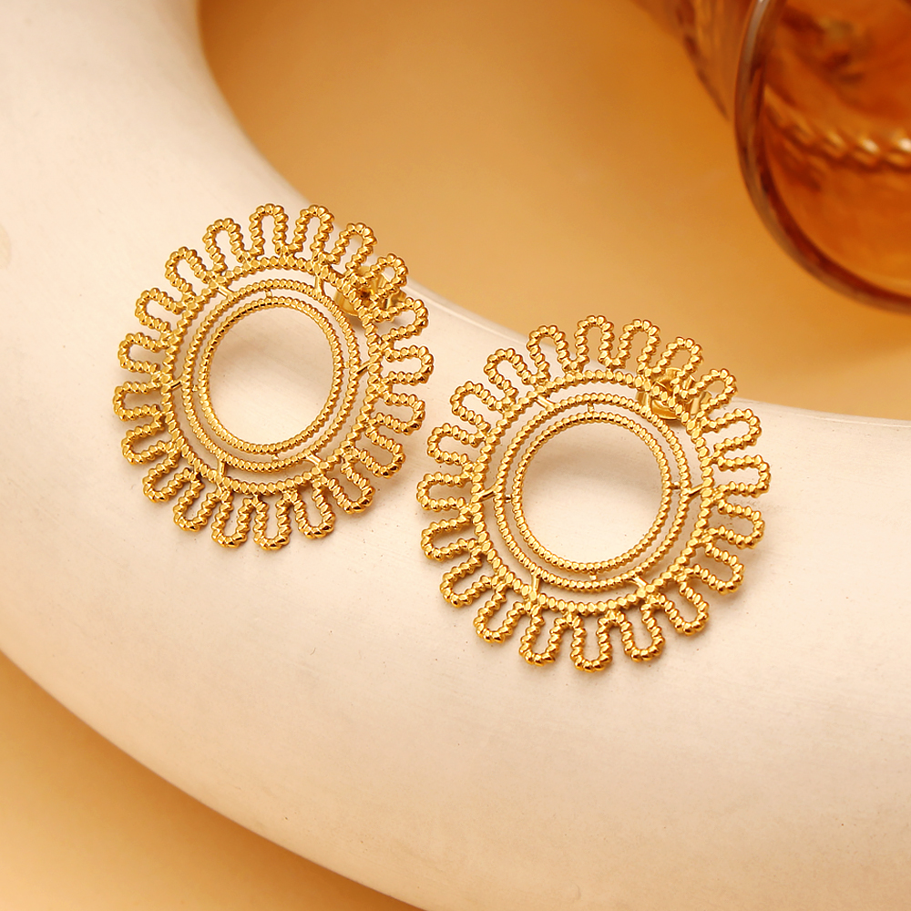 1 Pair Basic Modern Style Classic Style Sun 304 Stainless Steel None 18K Gold Plated Ear Studs display picture 12