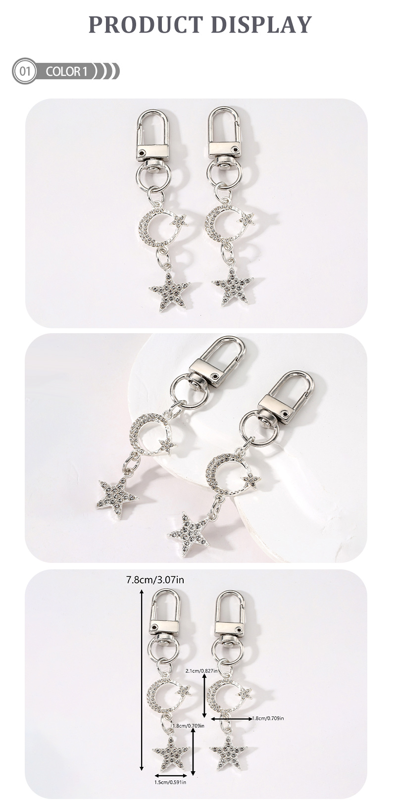 Simple Style Solid Color Alloy Inlay Rhinestones Keychain display picture 1