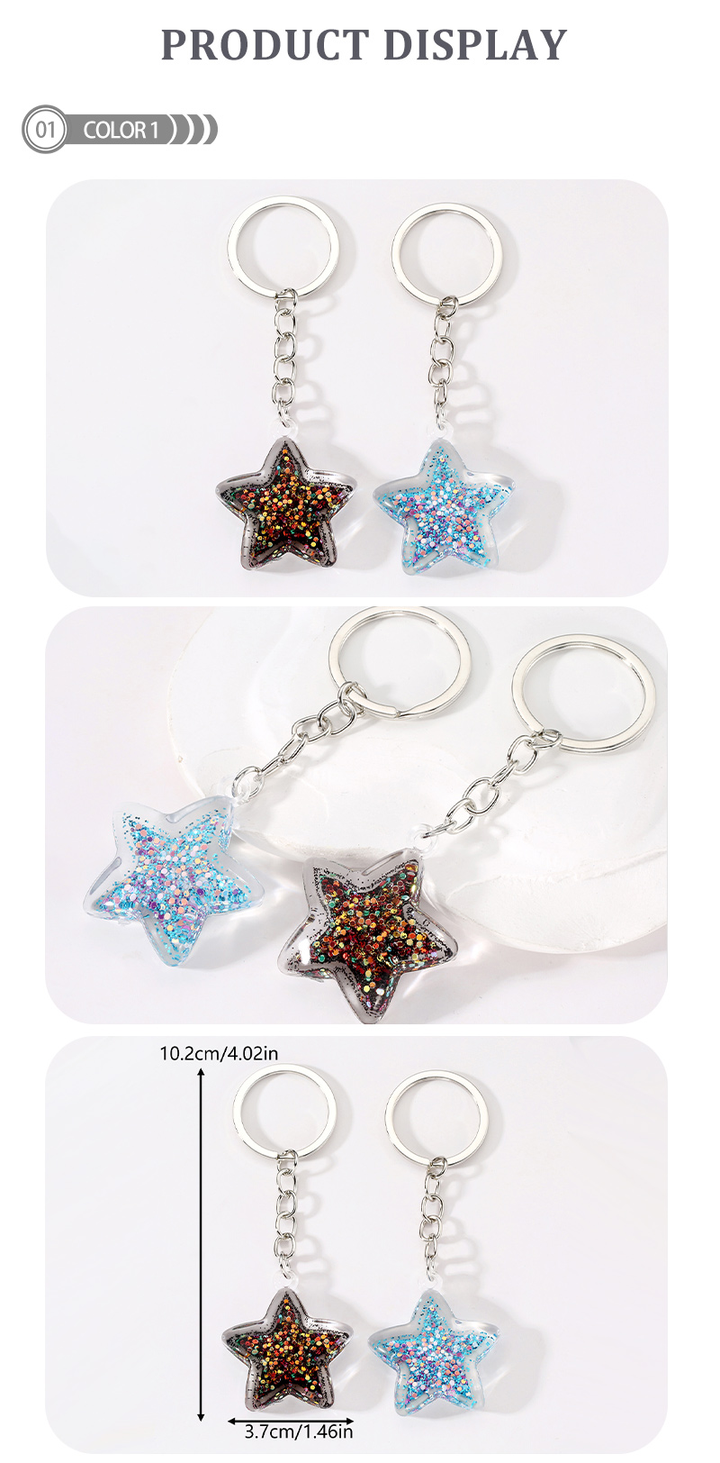 Simple Style Color Block Resin Star Resin Keychain display picture 1