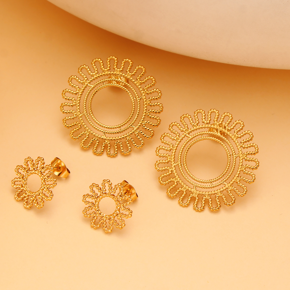 1 Pair Basic Modern Style Classic Style Sun 304 Stainless Steel None 18K Gold Plated Ear Studs display picture 13