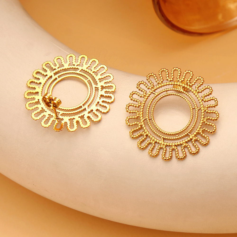 1 Pair Basic Modern Style Classic Style Sun 304 Stainless Steel None 18K Gold Plated Ear Studs display picture 14
