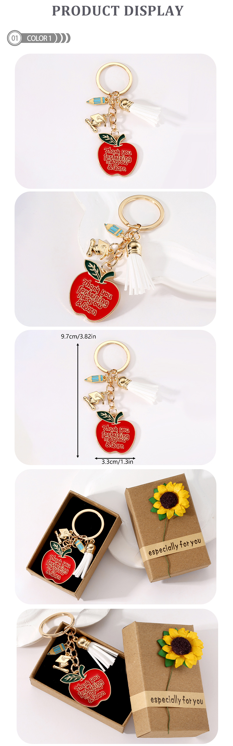 Cartoon Style Cute Letter Apple Alloy Bag Pendant Keychain display picture 1