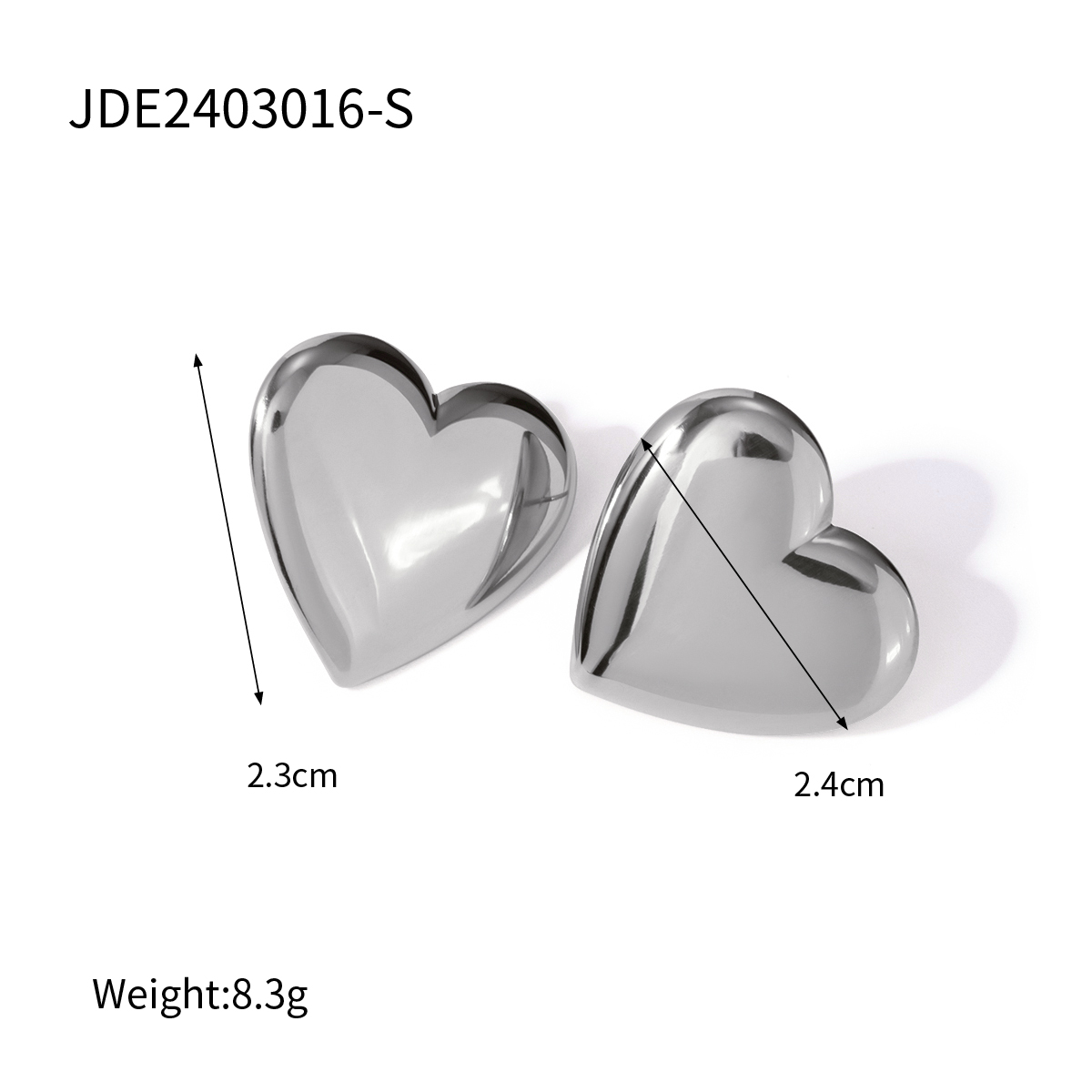 1 Pair Modern Style Classic Style Commute Heart Shape Solid Color Plating 304 Stainless Steel 18K Gold Plated Ear Studs display picture 6