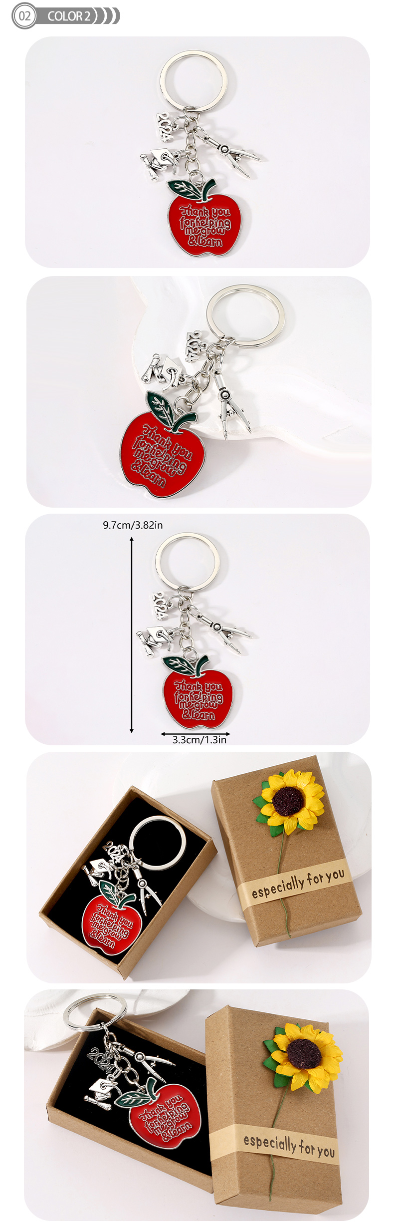 Cartoon Style Cute Letter Apple Alloy Bag Pendant Keychain display picture 2