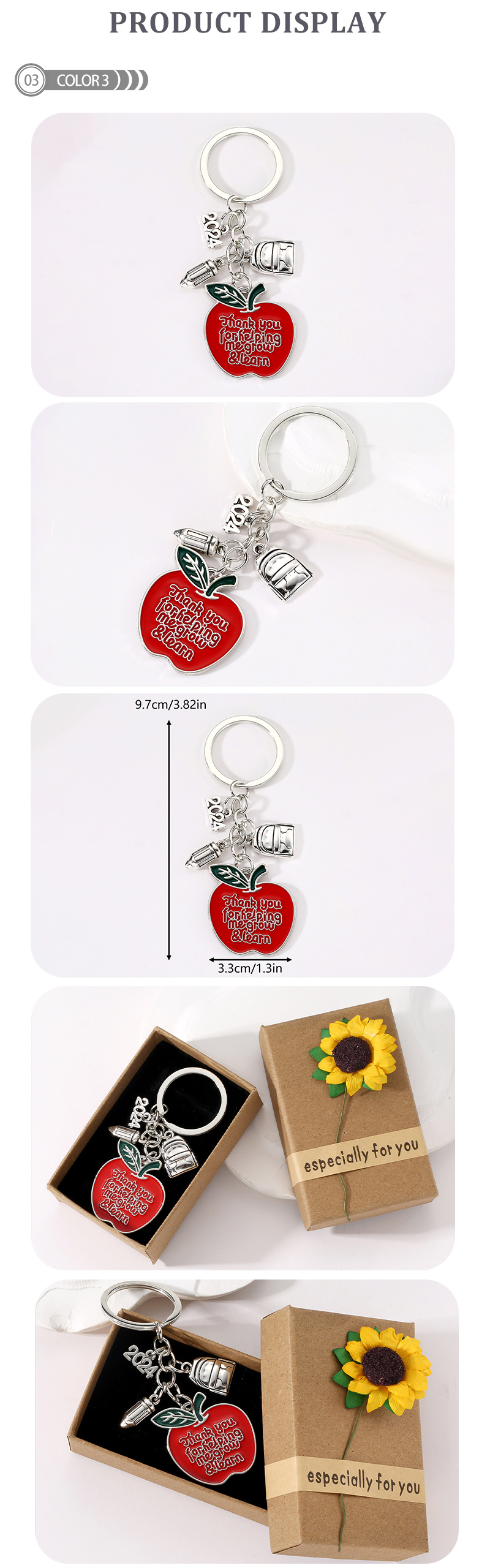 Cartoon Style Cute Letter Apple Alloy Bag Pendant Keychain display picture 3