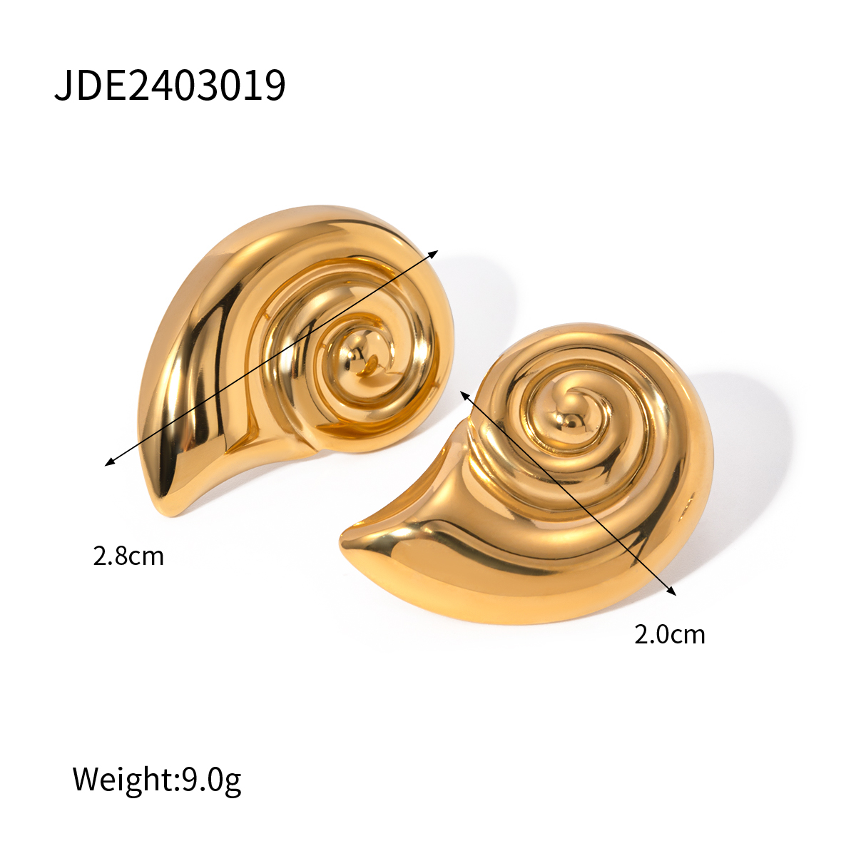 1 Pair IG Style Basic Modern Style Spiral Plating 304 Stainless Steel 18K Gold Plated Earrings display picture 1