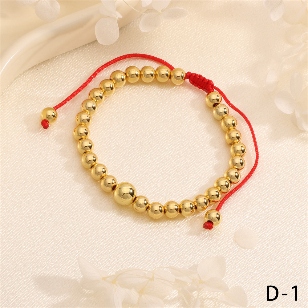 Wholesale Casual Hip-Hop Round Copper Beaded Plating 18K Gold Plated Bracelets display picture 11