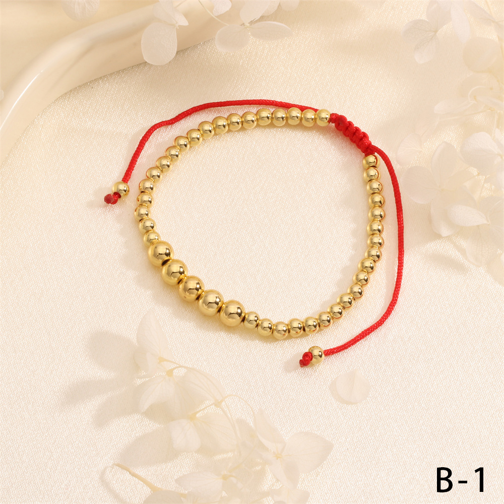Wholesale Casual Hip-Hop Round Copper Beaded Plating 18K Gold Plated Bracelets display picture 6