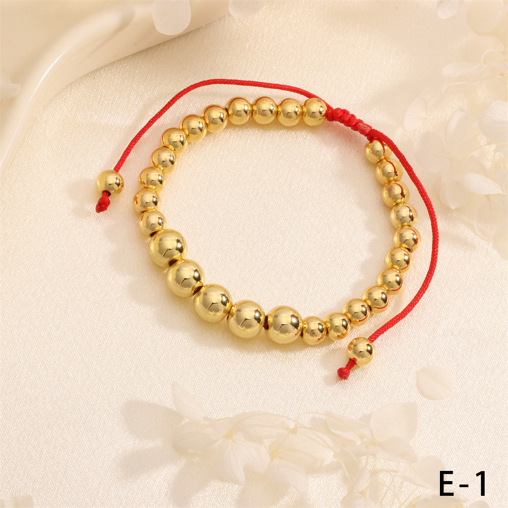 Wholesale Casual Hip-Hop Round Copper Beaded Plating 18K Gold Plated Bracelets display picture 8