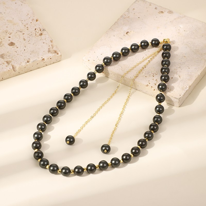 Wholesale Jewelry Elegant Simple Style Round Glass Pearl Brass 18K Gold Plated Beaded Necklace display picture 5
