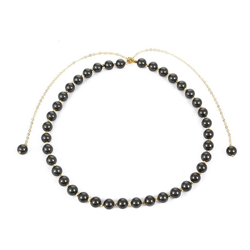 Wholesale Jewelry Elegant Simple Style Round Glass Pearl Brass 18K Gold Plated Beaded Necklace display picture 1