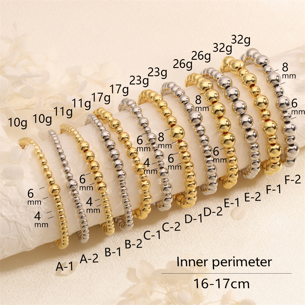 Wholesale Casual Hip-Hop Round Copper Beaded Plating 18K Gold Plated Bracelets display picture 17